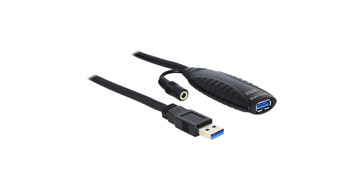 DeLOCKUSB 3.0 actieve verlengkabel  (Zwart, 10 meter)