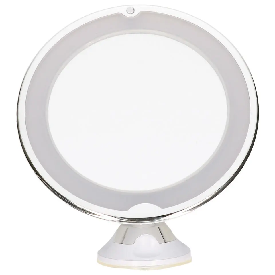 LED ring make-up spiegel met zuignap - wit - 20 x 22 cm - 5x zoom