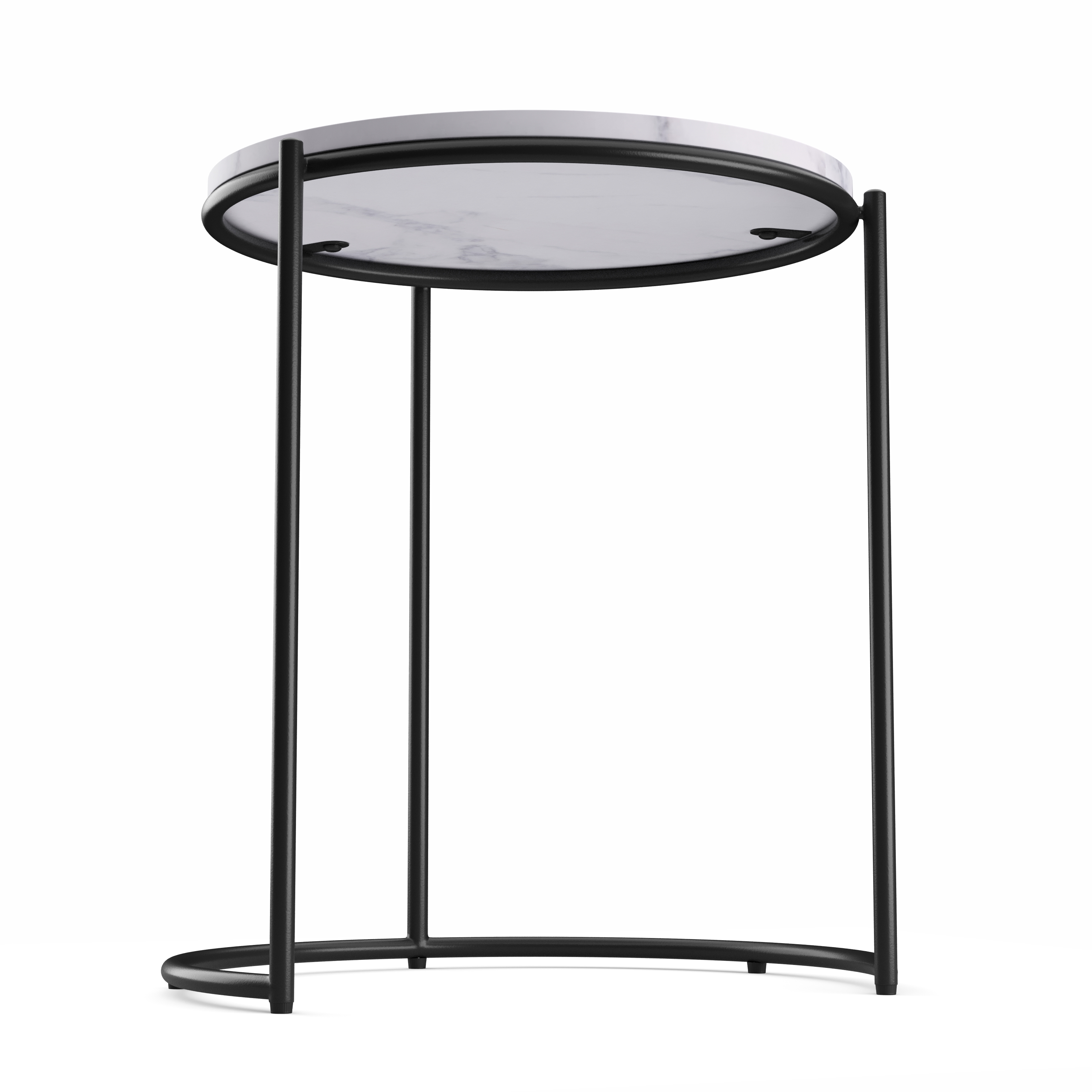 Beistelltisch Metall FINA rund 2-teilig weiss/schwarz