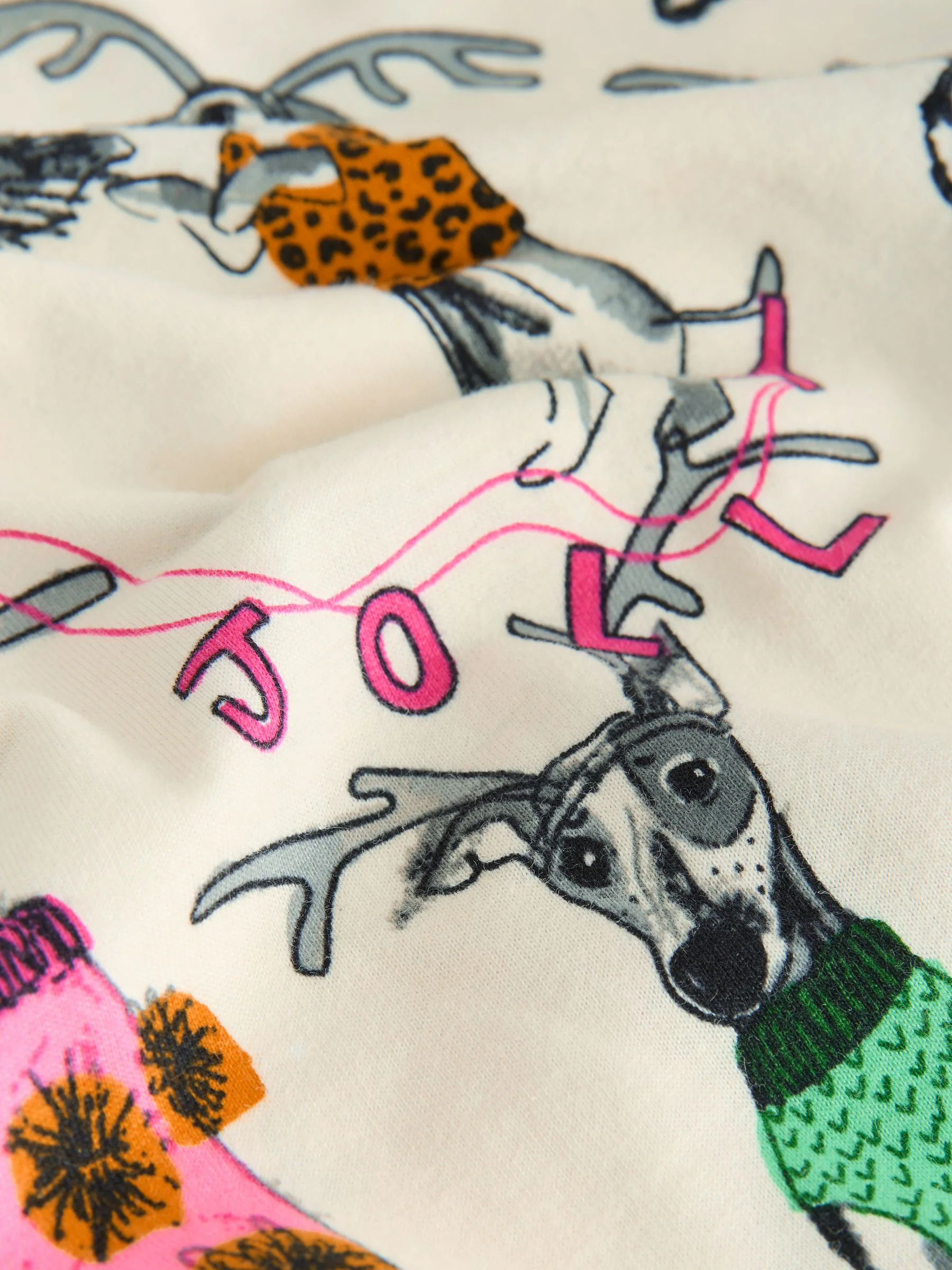 Crème Kerstmis Hond - Pyjama met lange mouwen