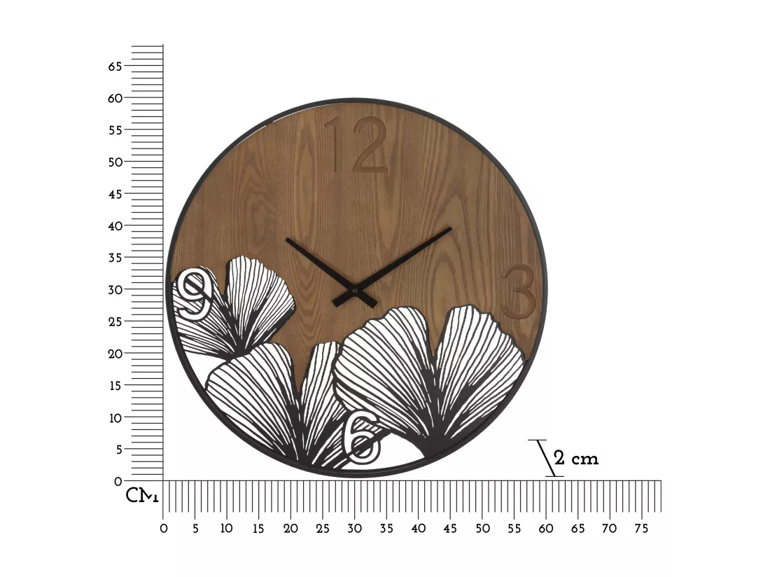 Horloge murale ronde en bois et métal marron Ø cm 60x2