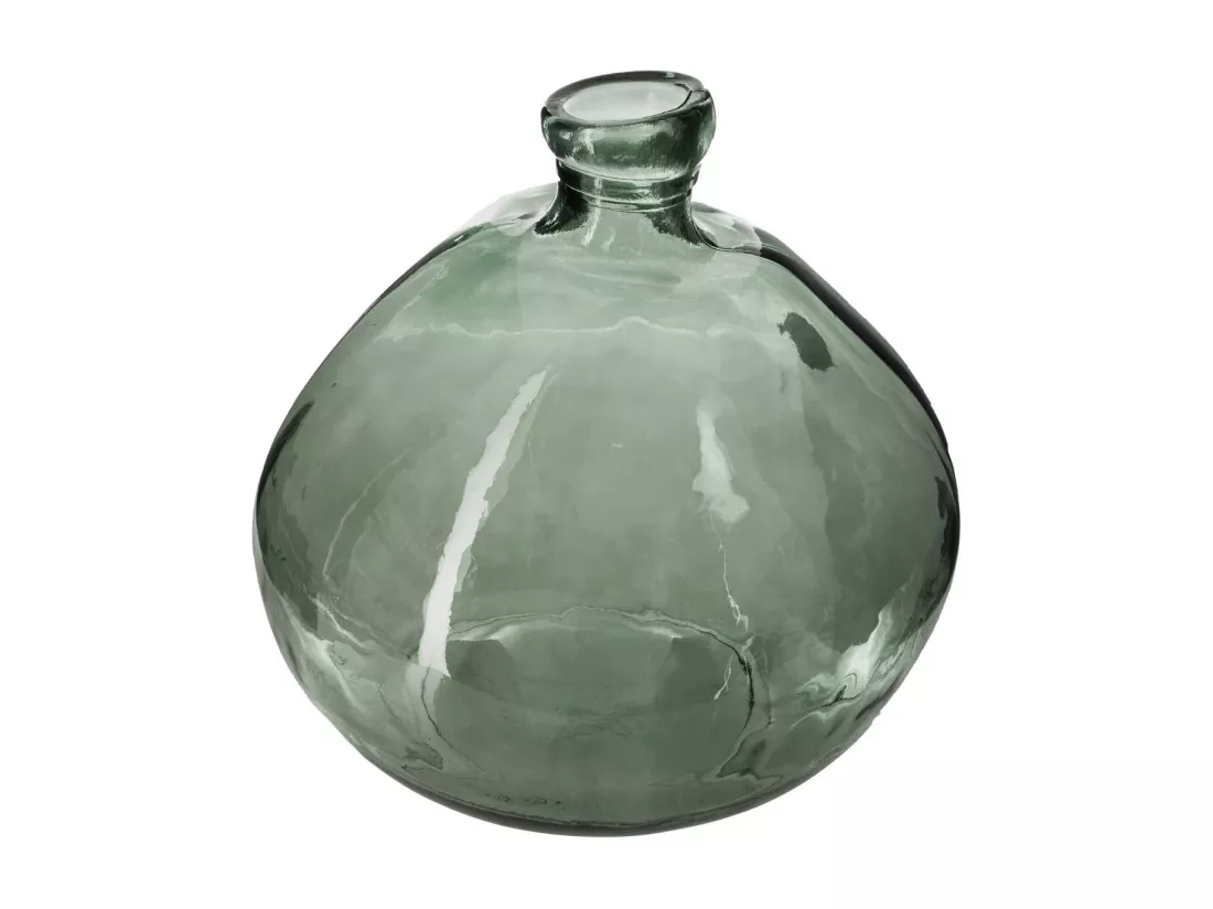 Vase rond en Verre recyclé Vert kaki H 33 cm