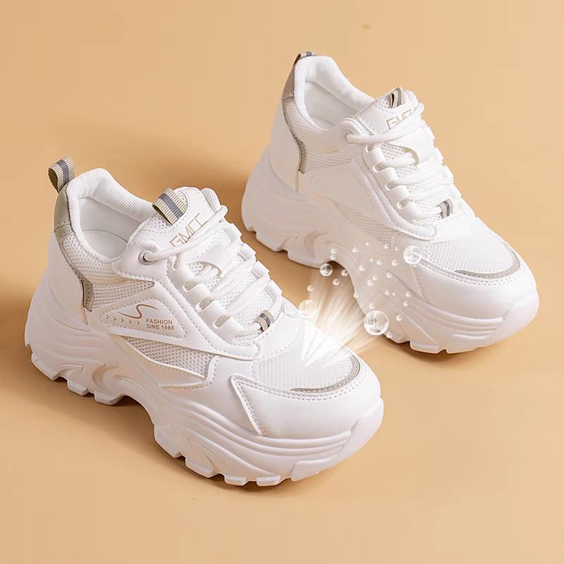 caneik - Mesh Panel Lace-Up Platform Sneakers