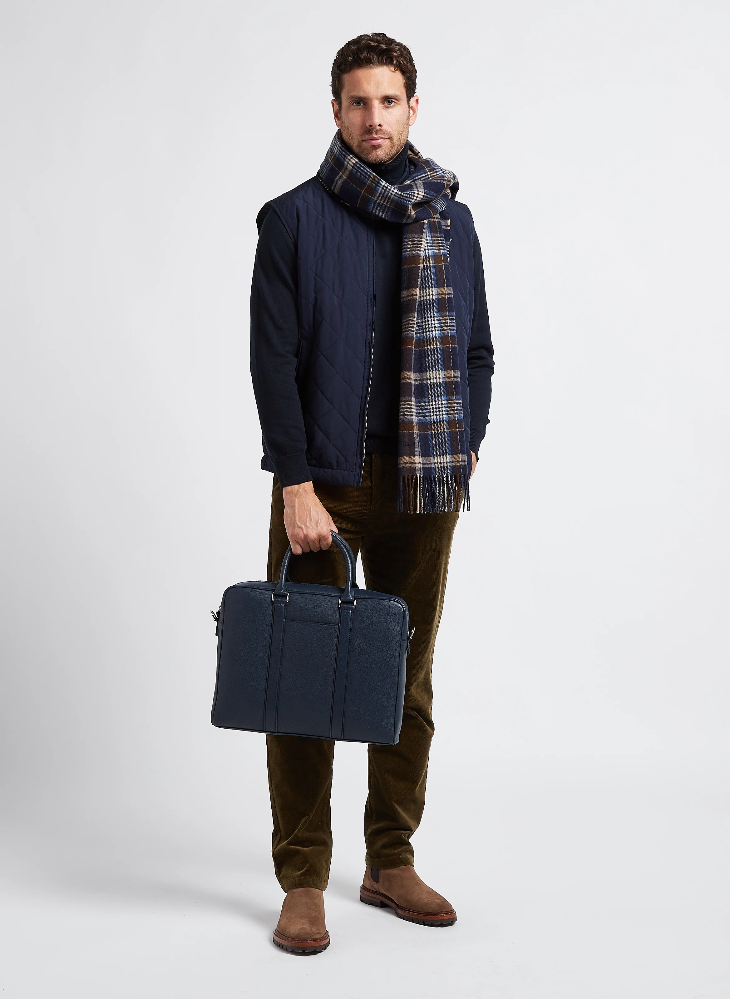 CHARLES - Porte documents en cuir| Bleu