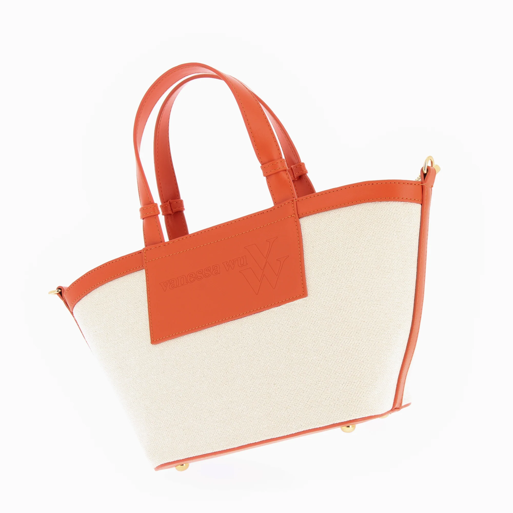 Sacs-Petit sac cabas trapèze Eve beige et orange