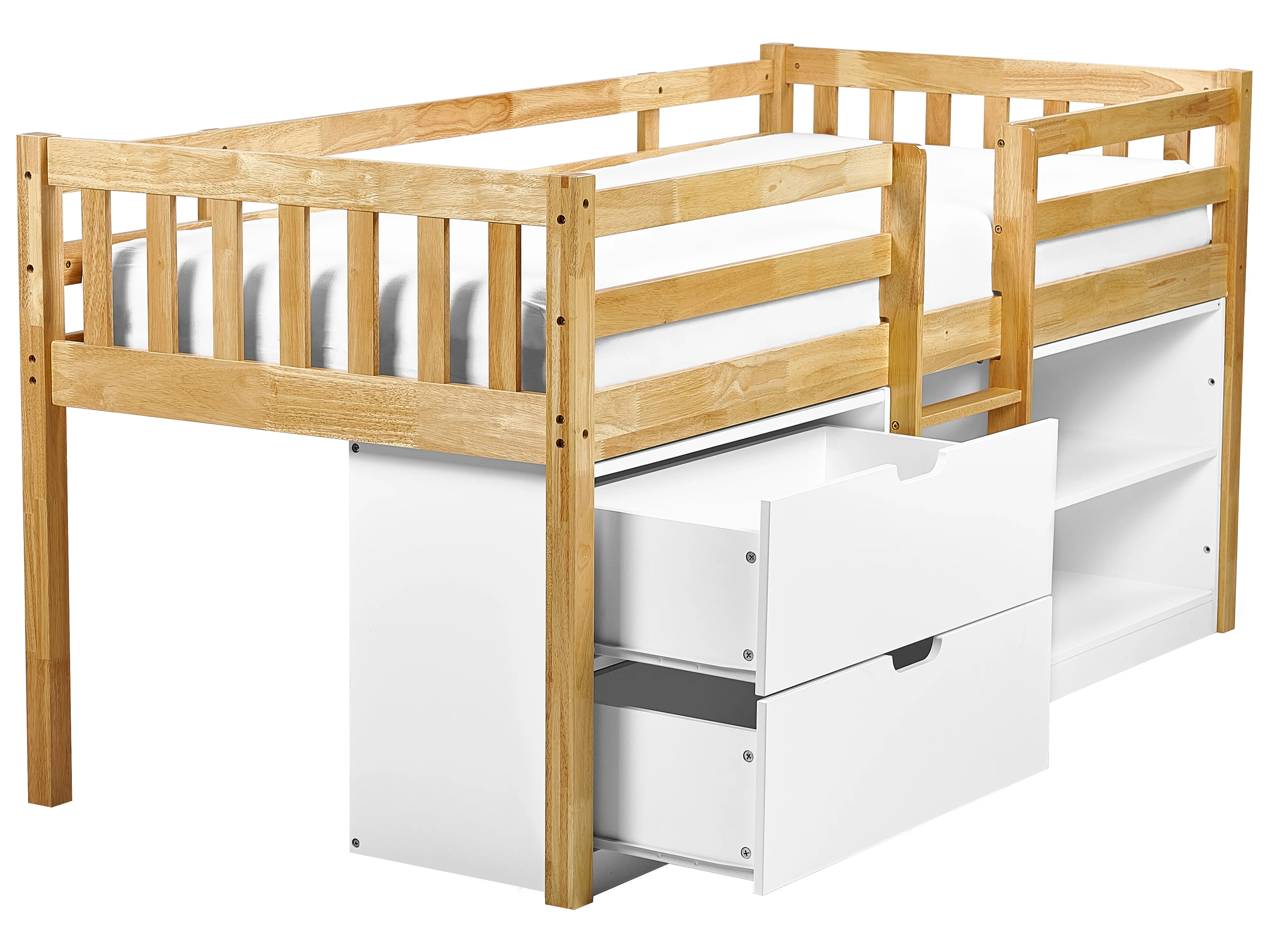 Verhoogd bed Hout SUSVILLE 90 x 200 cm Lichtbruin