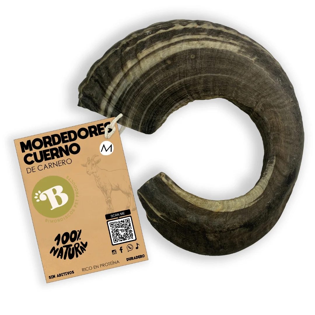 Brinquedo para mastigar para cães feito com chifre de carneiro 100% natural
