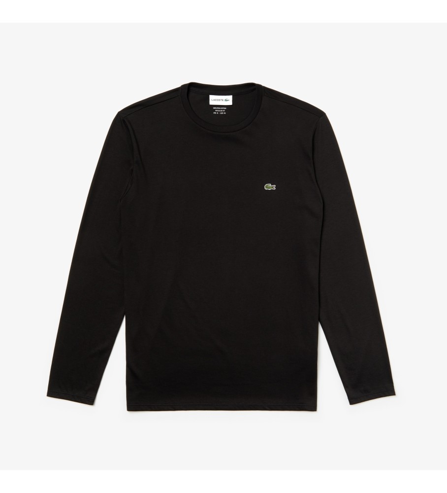 Camiseta Lacoste preta de gola redonda