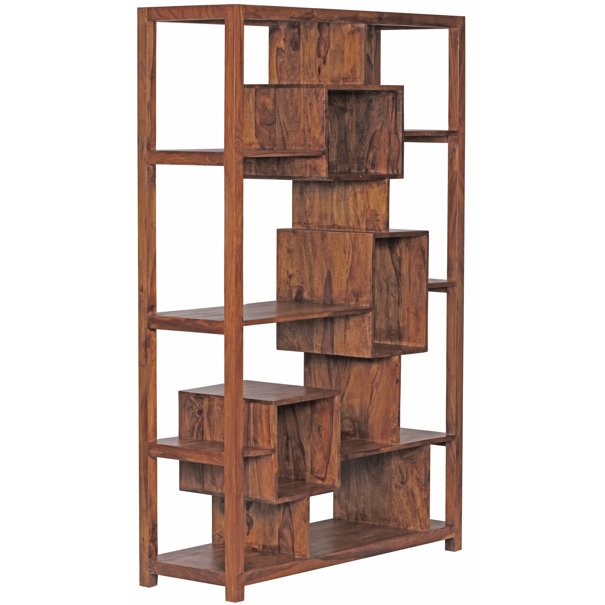 KADIMA DESIGN Bücherregal aus Sheesham-Holz, 115x180 cm, Landhaus-Stil, Ablagefächer