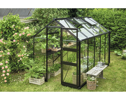 Halls Burford 610 kas, 3 mm veiligheidsglas met fundering, 317x194 cm, zwart