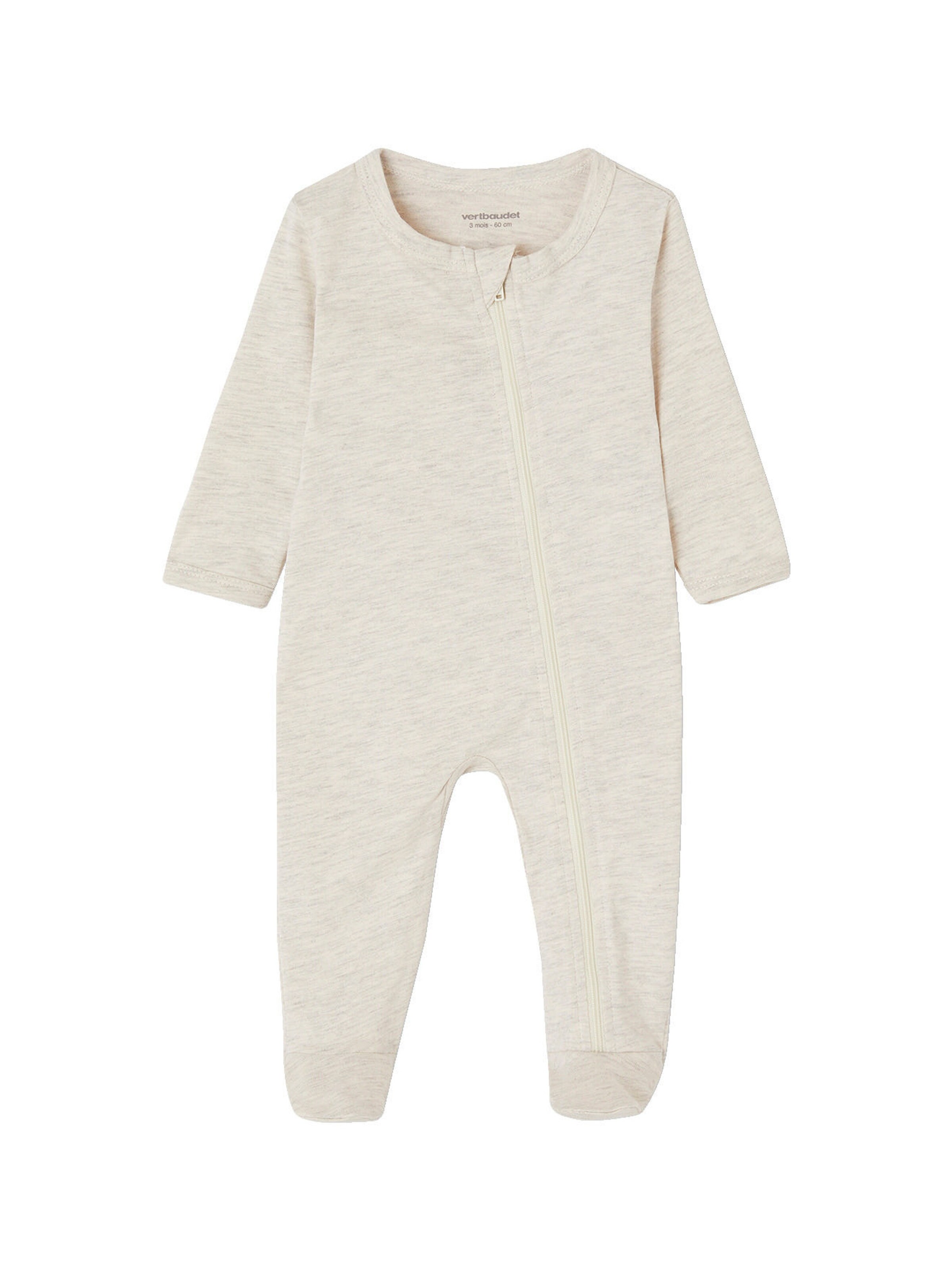 Vertbaudet 3er-Pack Baby Strampler mit Reißverschluss BASICS cappuccino