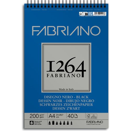 Bloc dessin 1264 fabriano a4 noir 200g  40f