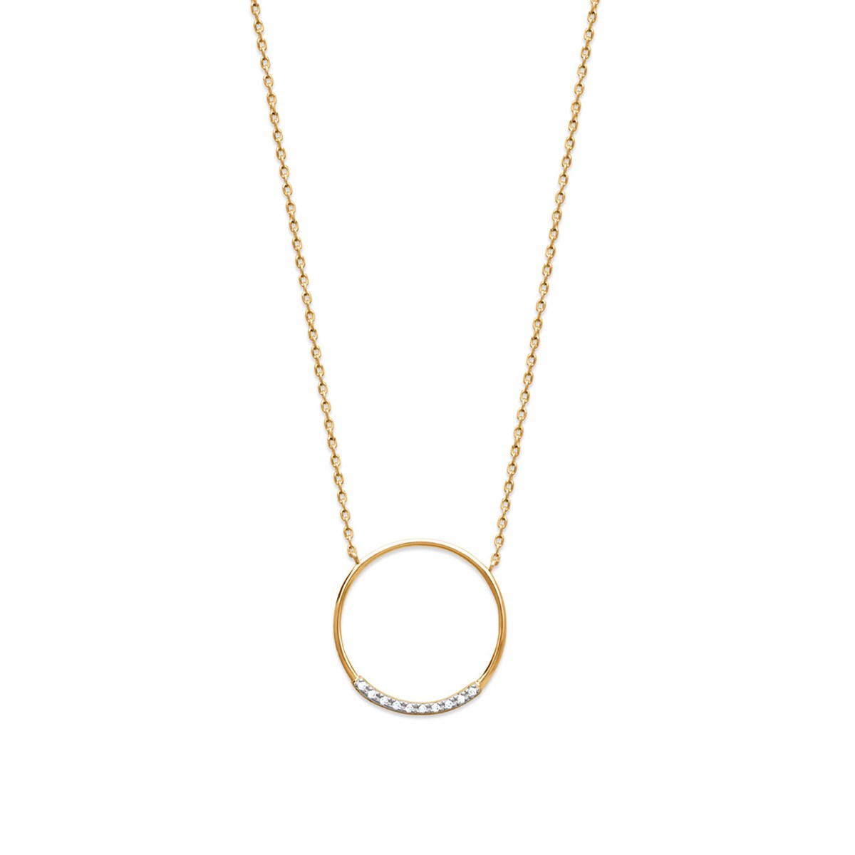 Collier Brillaxis plaqué or cercle pavé