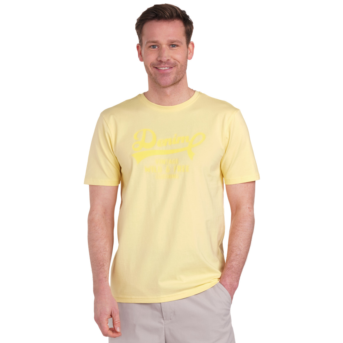 VanVaan Denim Herren T-Shirt mit Print gelb