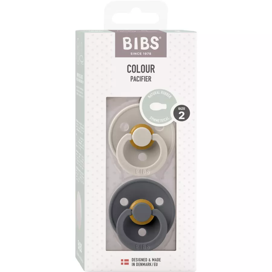 BIBS® Schnuller Colour Symmetrischer Sauger Sand & Iron 6-18 Monate, 2 Stk.
