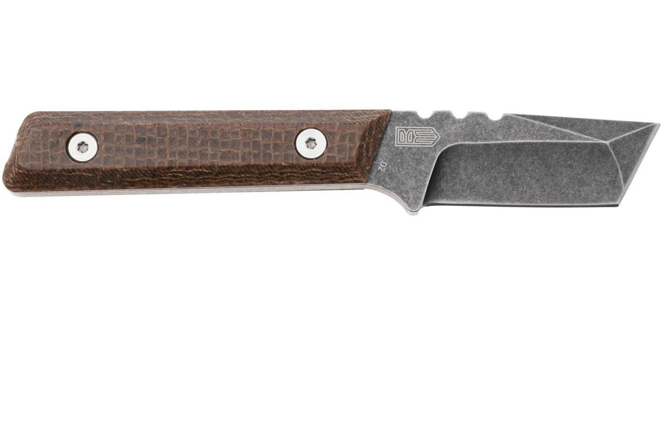 Böker Plus Thicker Clipper 02BO601, Blackwashed D2, Burlap Micarta, vaststaand mes, Brent Michael Smith design