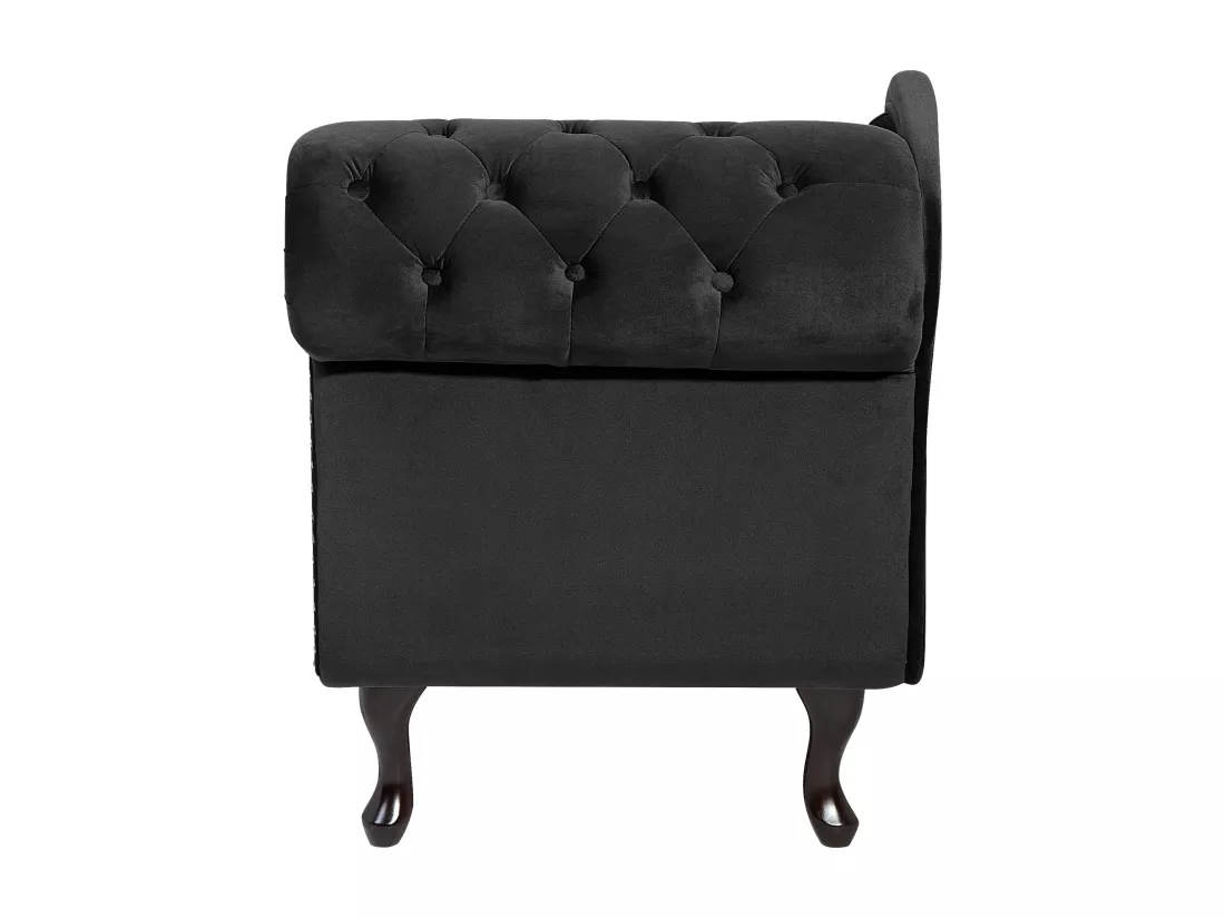Méridienne Chesterfield côté droit en velours noir NIMES