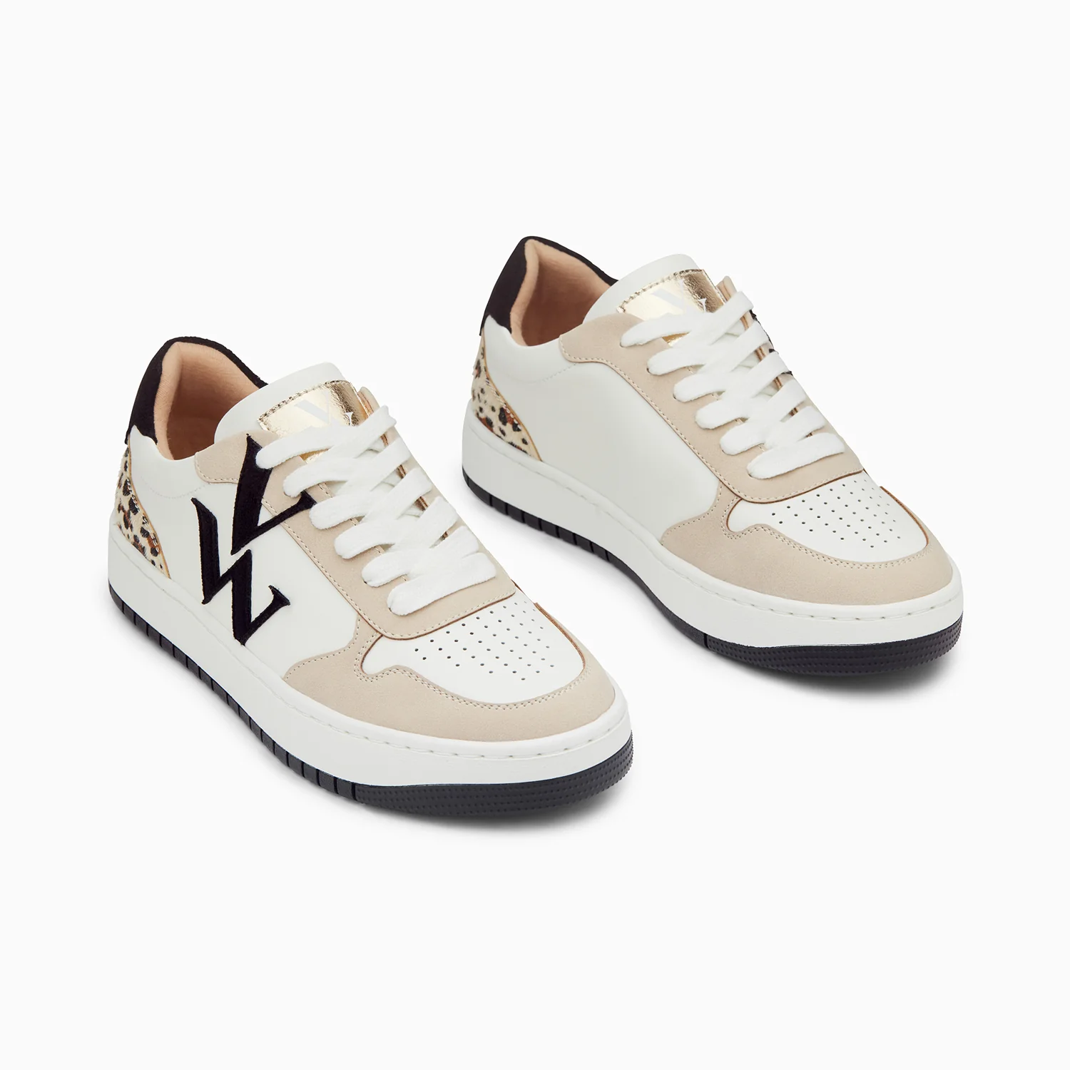 Sneakers-Baskets monogramme Esmée blanc et noir