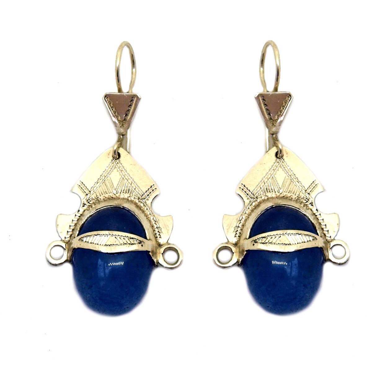 boucles d'oreille touareg agate bleue