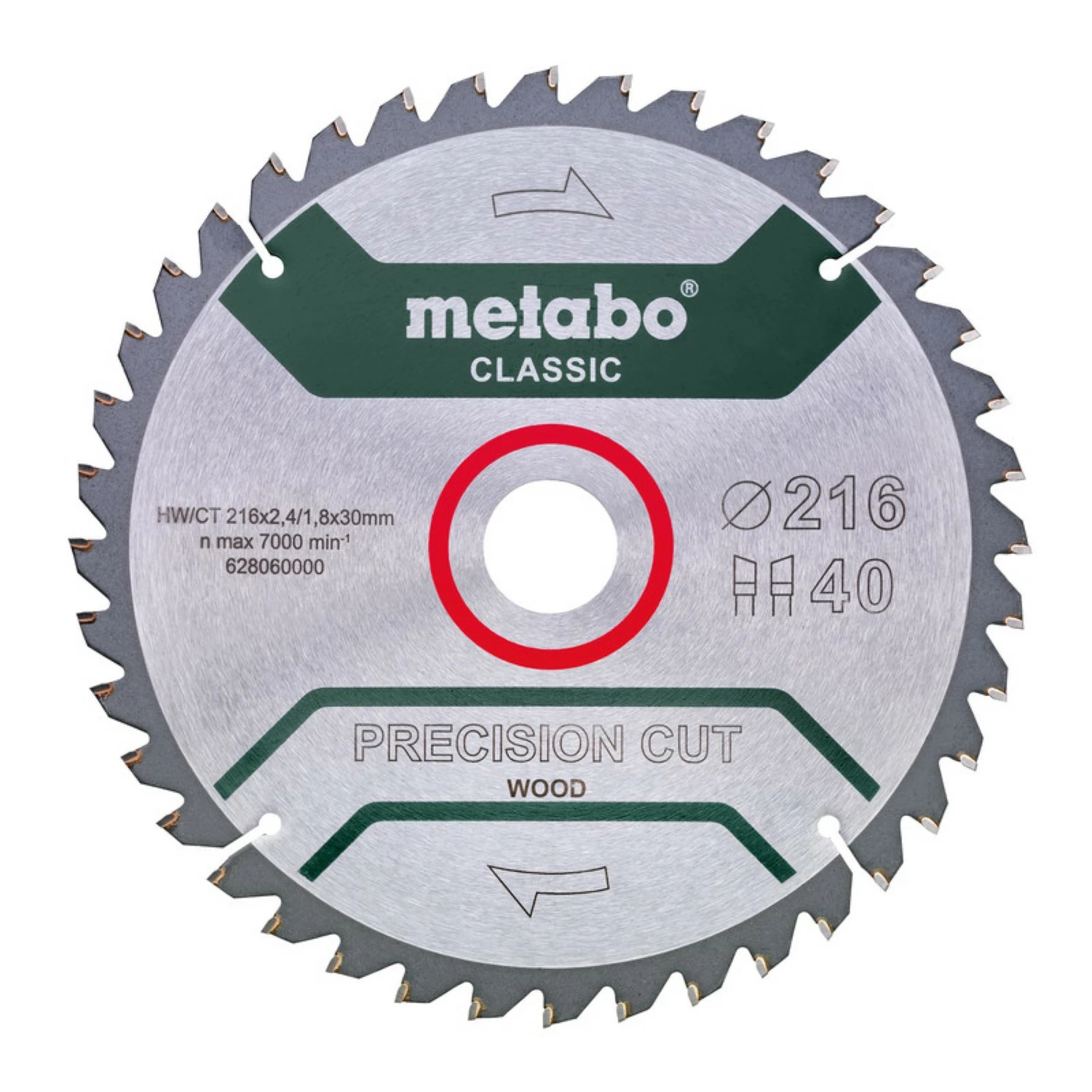 Metabo 628060000 Precision Cut Cirkelzaagblad - 216 x 30 x 40T - Hout / MDF