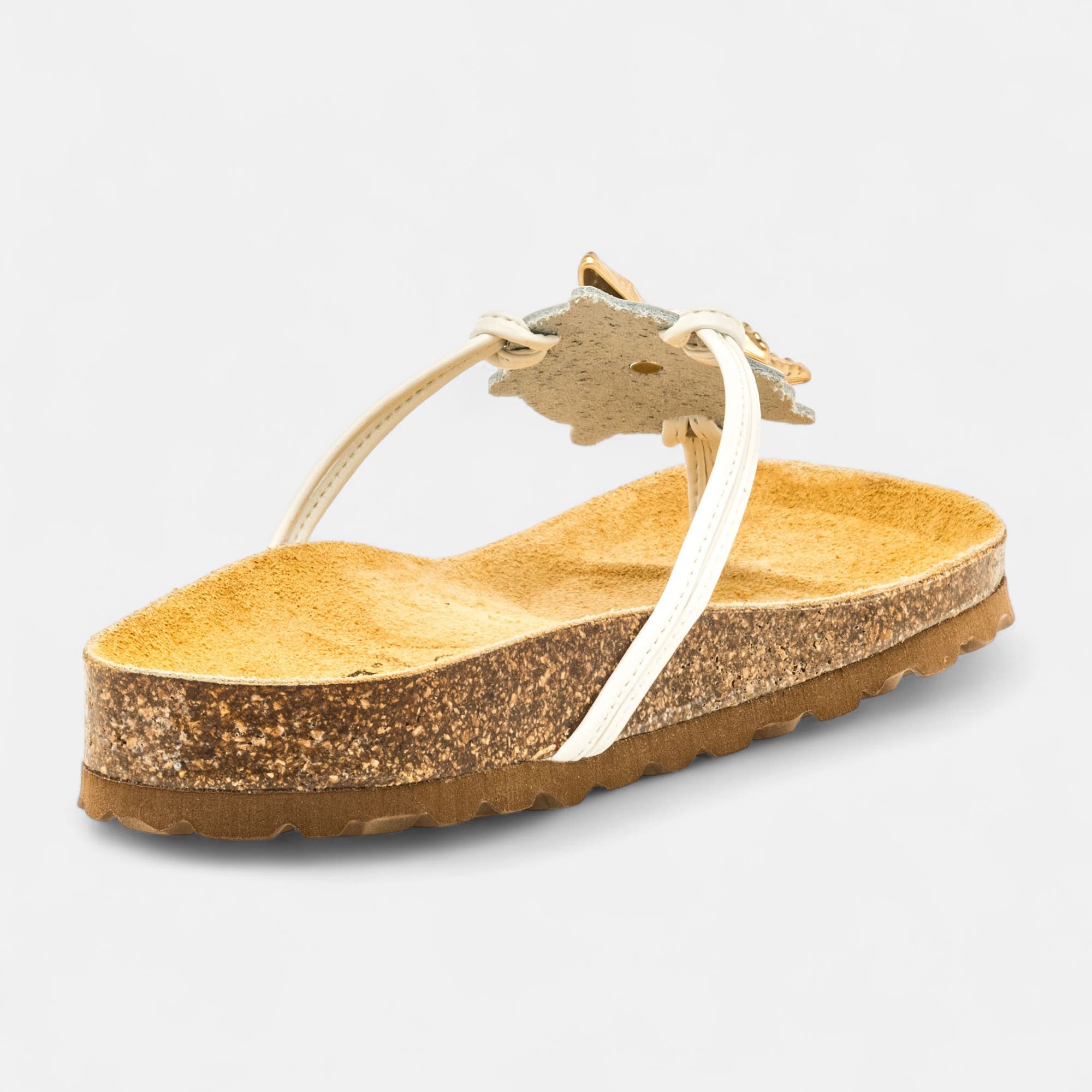 Mules semelle liège Femme en cuir blanc
