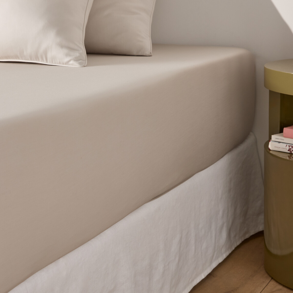 LA REDOUTE INTERIEURS<br>Lençol de algodão cetim, dobra 30 cm, Opale