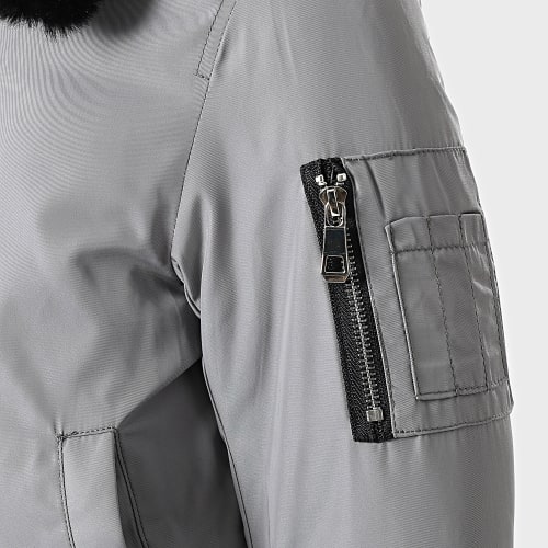 Veste Bomber Col Mouton Enfant 5053KD Gris Clair