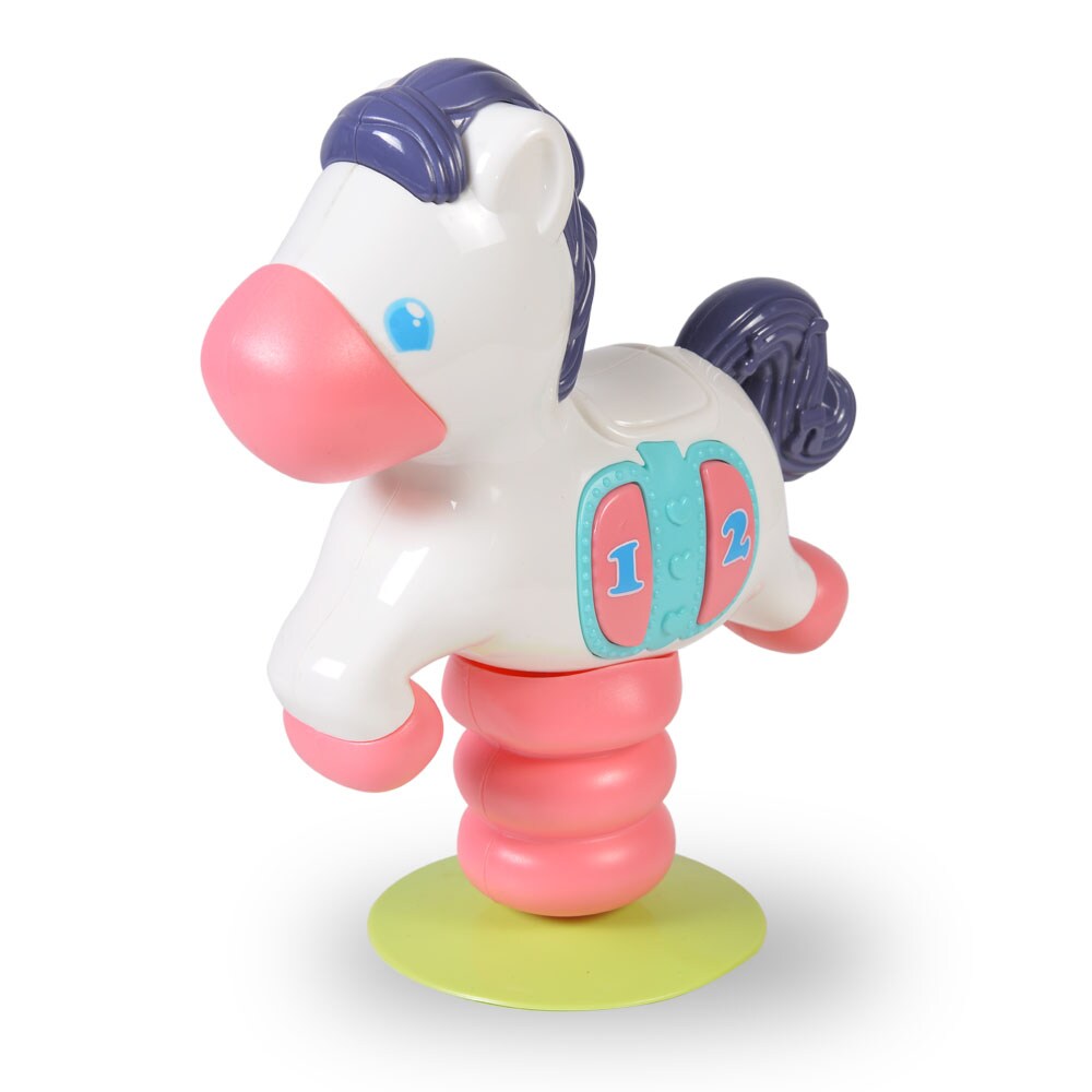 Moni Kinder Musikspielzeug Pony K999-138B verschiedene Melodien Licht schwingt bunt