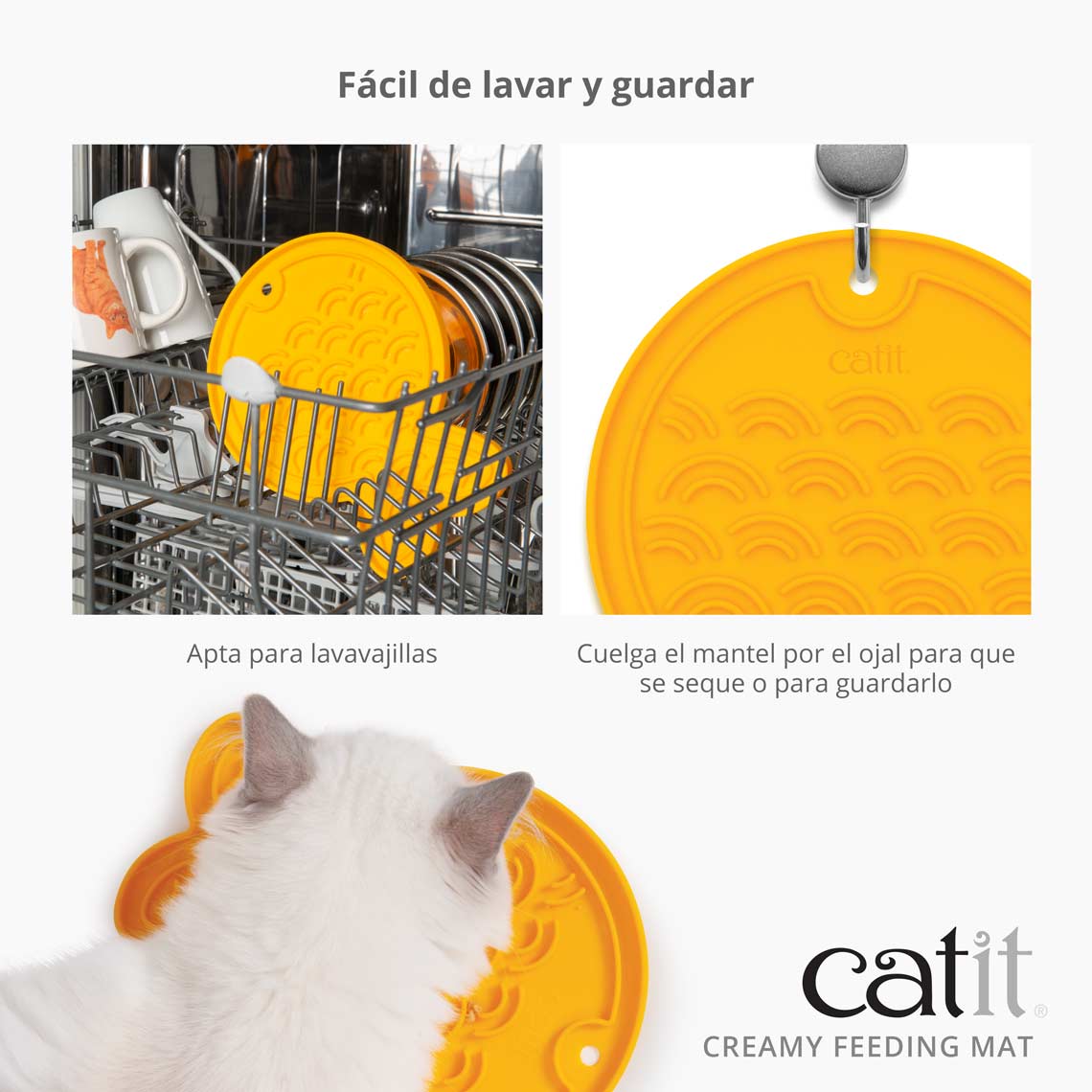 Tapete de silicone Catit em formato de peixe cremoso