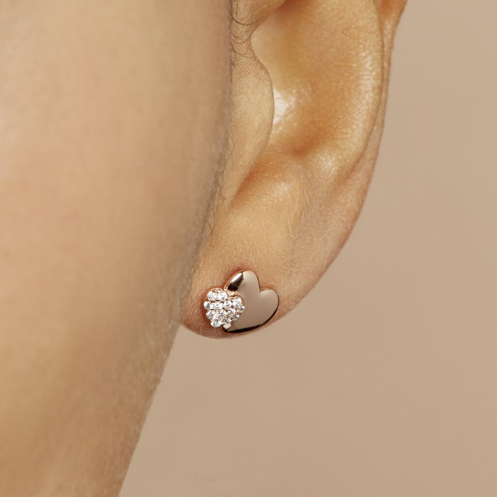 Boucles D'oreilles Puces Flamen Argent Rose Oxyde De Zirconium