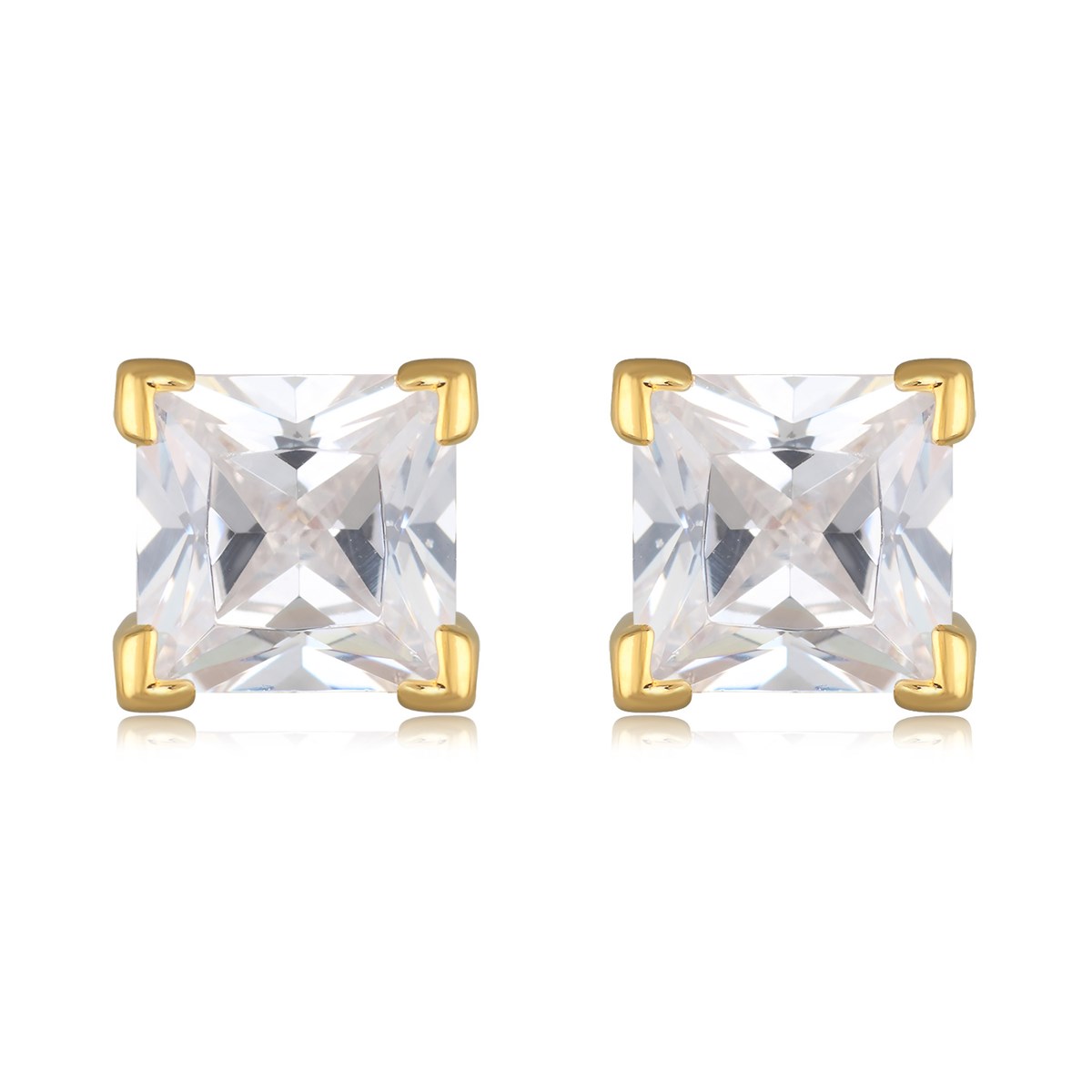 Boucles d'oreille plaqué or carré cubic zirconia