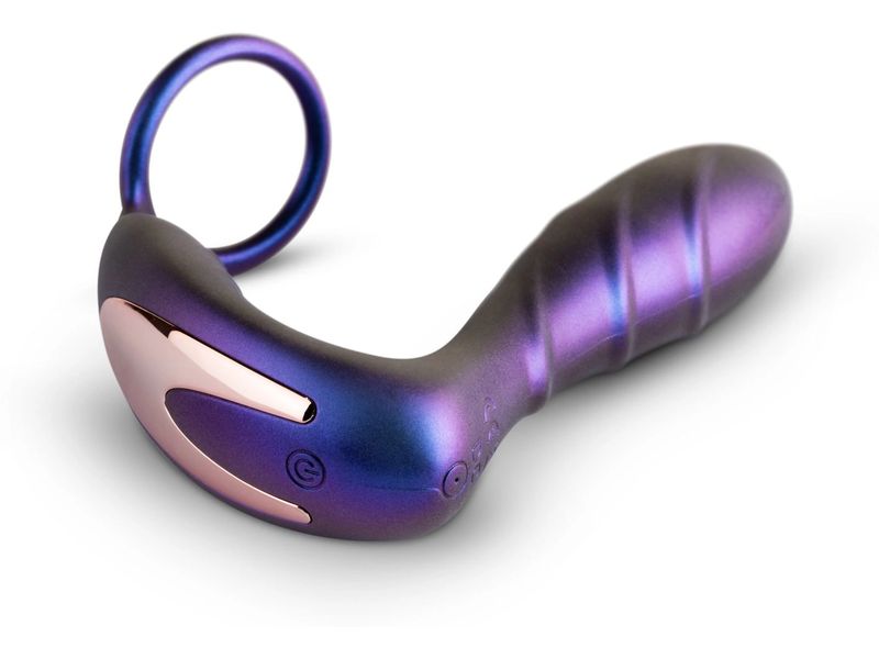 Hueman Black Hole Analvibrator mit Penisring Lila Vibrator für den Analverkehr
