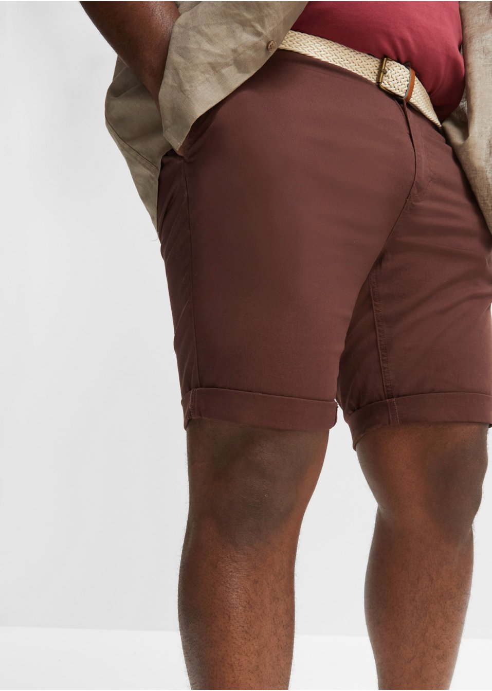 Bermuda chino extensible avec ceinture, Regular Fit