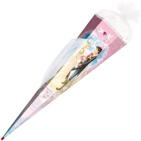 Roth Schultüte Königshochzeit mit Glitter, Schleier, Rüschenborte & Steine, 85 cm, 6-eckig