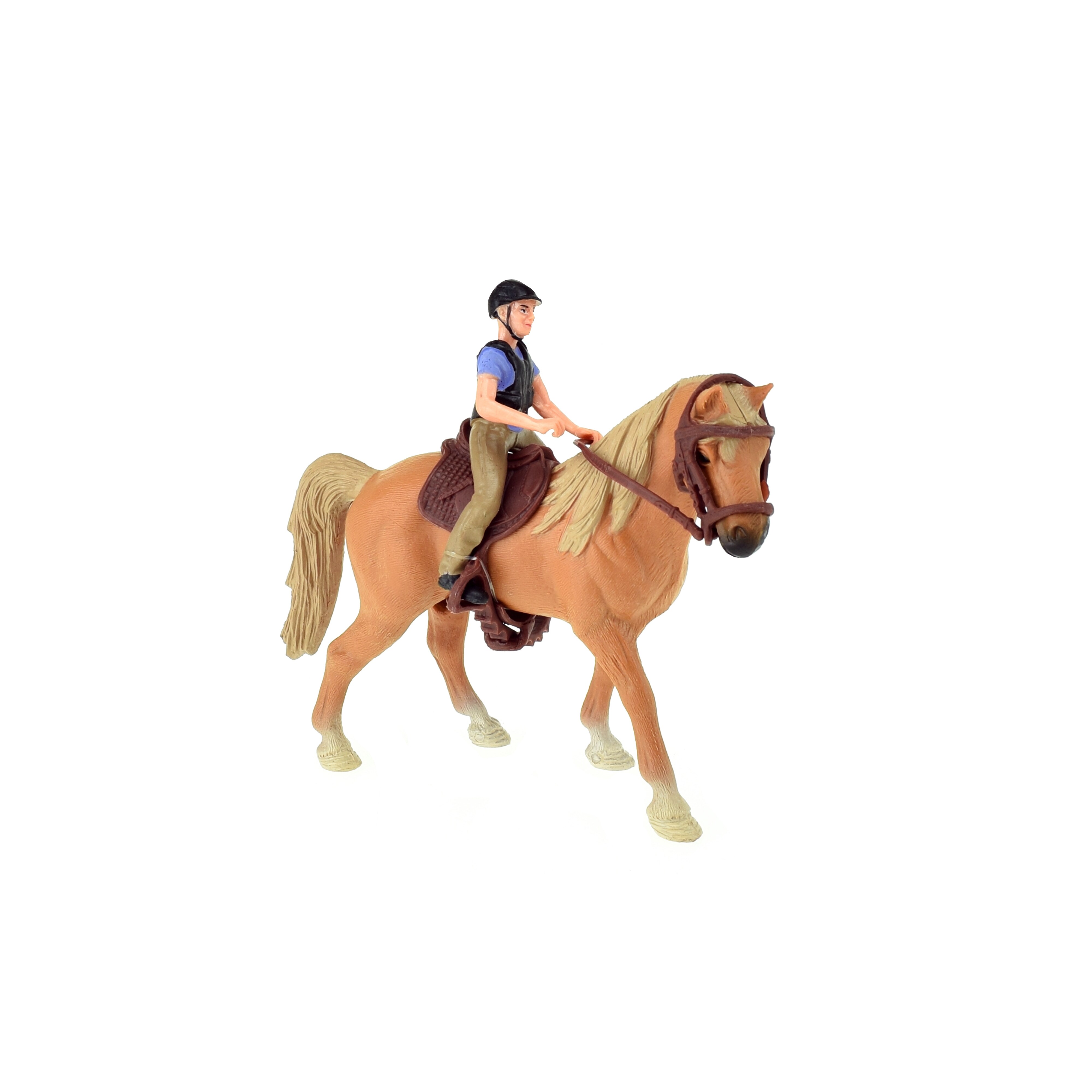 Toi-Toys 37160A- Braunes Pferd mit Reiter und Zubehör Horse Horses Pferdestall Zaun Pferdeset Reiterset