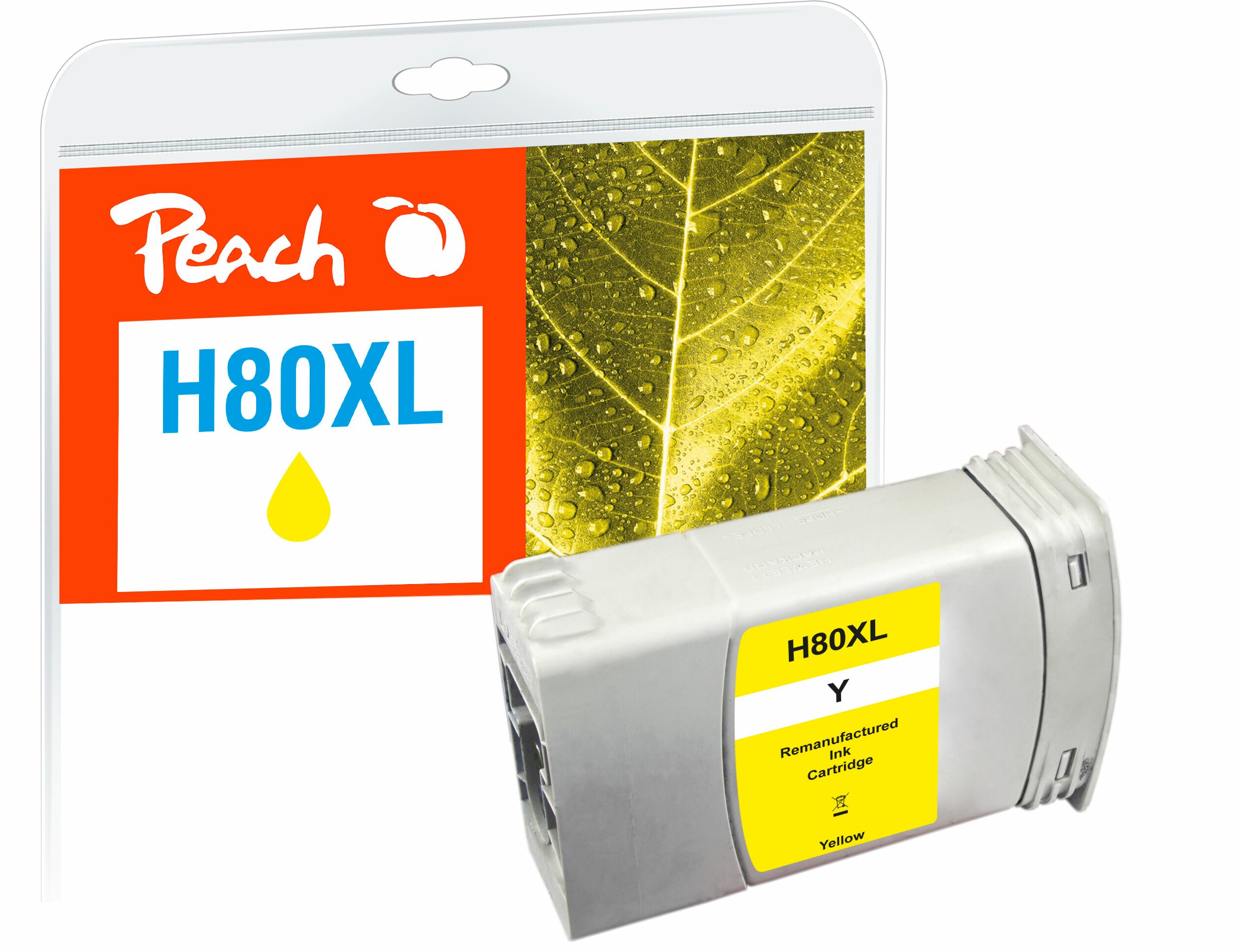 Peach HP 80Druckerpatrone XL ye ersetzt HP 80XL Y, C4848A für z.B. HP DesignJet 1050 C, HP DesignJet 1050 C Plus, HP DesignJet 1055 CM (wiederaufbereitet)