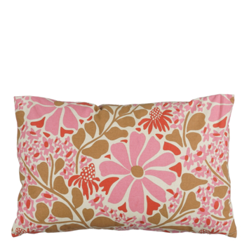 Kussen bloemen roze - l55xb35xh10cm