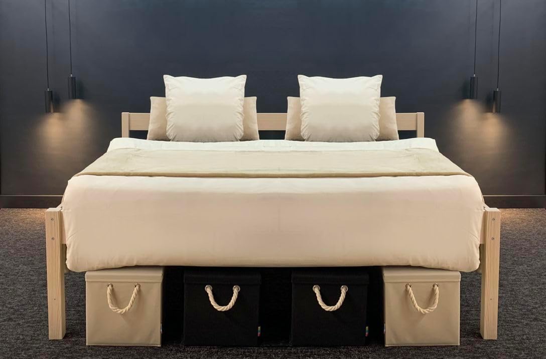 Seniorenbett 200x200 mit Kopfteil H85/55 Doppelbett Bett Massivholzbett Holzbett 200 cm Komforthöhe Holz