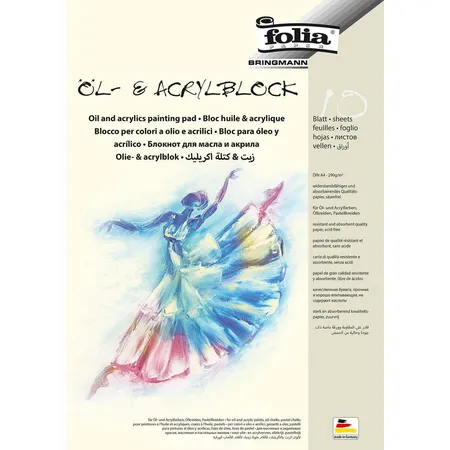Folia Öl- und Acrylmalblock 290g/qm, DIN A4, 10 Blatt