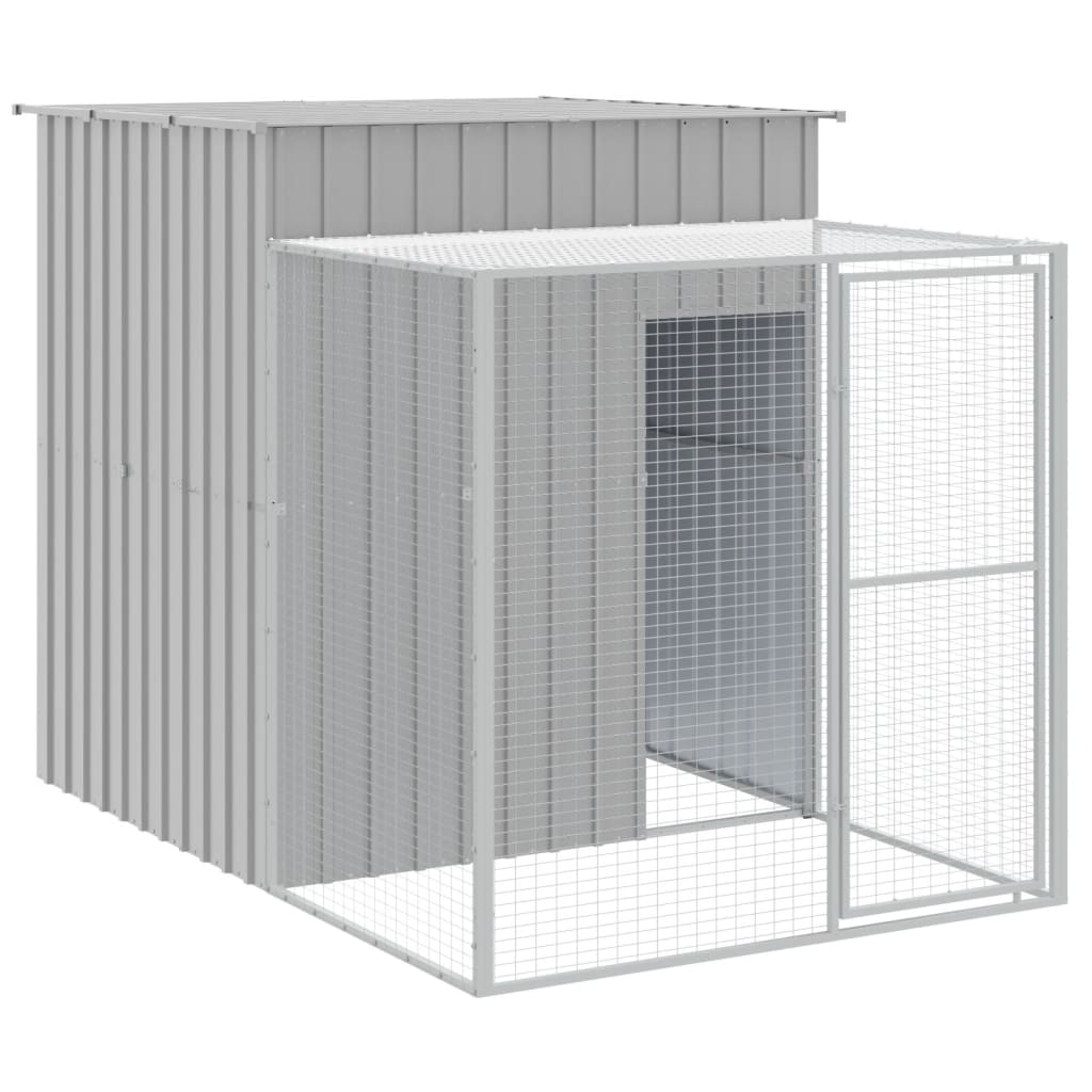 Galinheiro vidaXL com área externa, aço galvanizado, cinza claro, 165x251x181cm