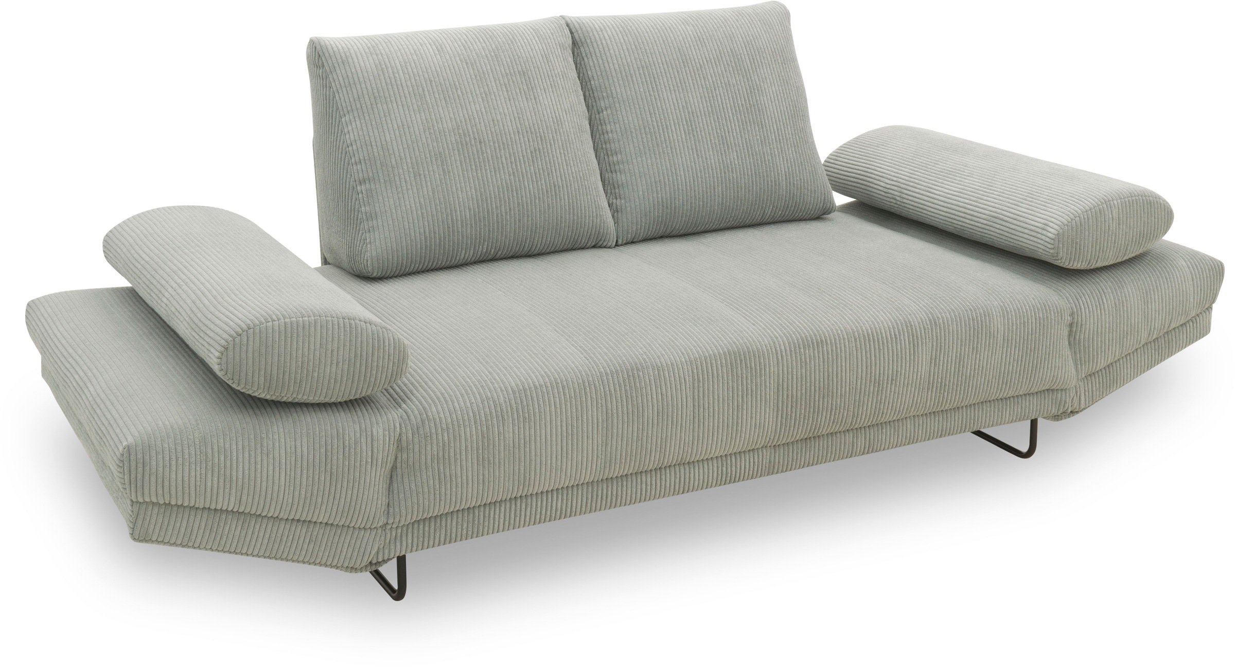 INOSIGN Schlafsofa »Jadelyn mit klappbaren Armlehnen, Bettsofa mit Federkern, Breite 250cm« Federkern, Cord-Bezug, incl. 2 Armlehnkissen, Liegefläche 97x250 cm