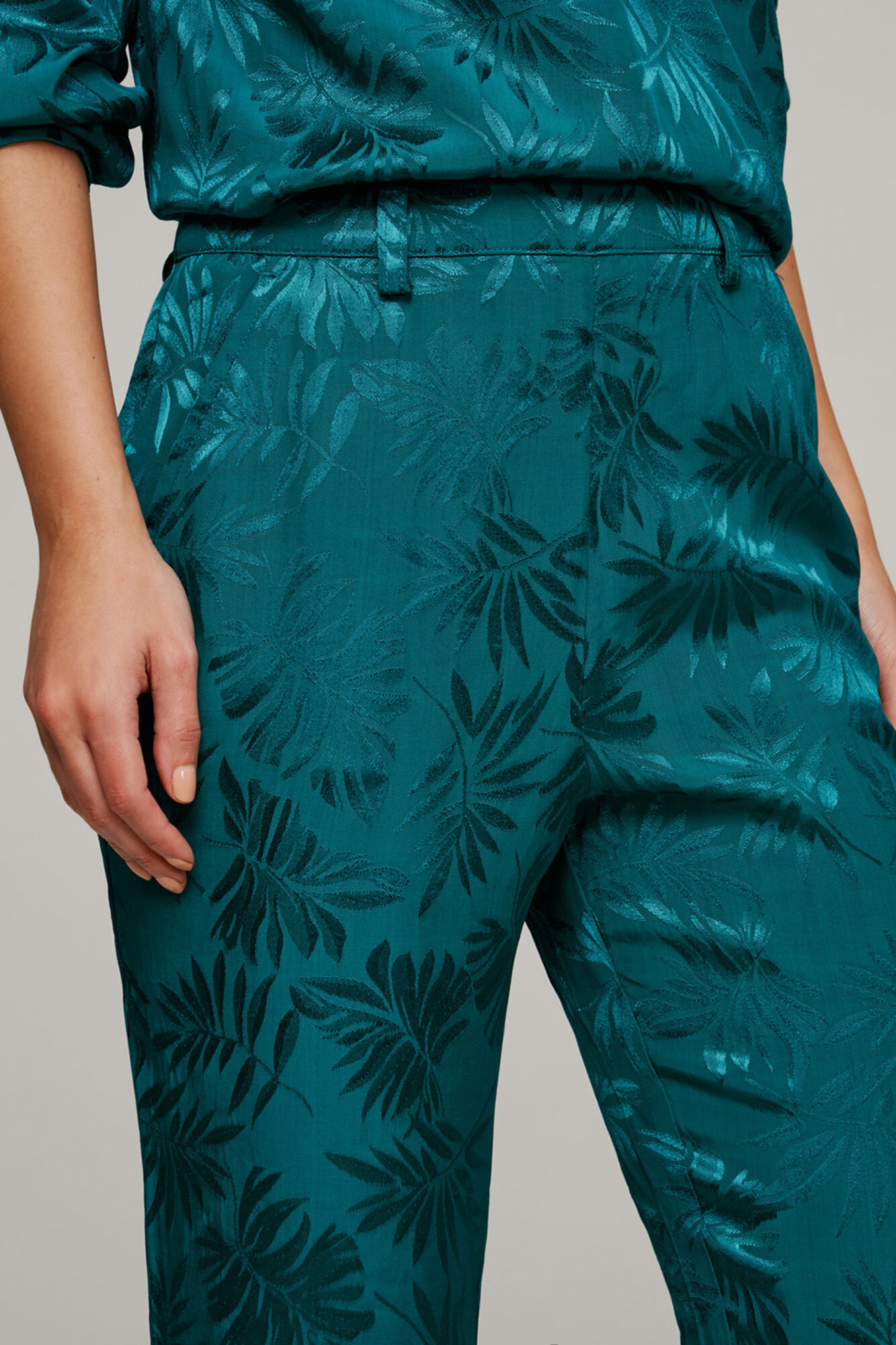 Calças de cetim jacquard - Verde