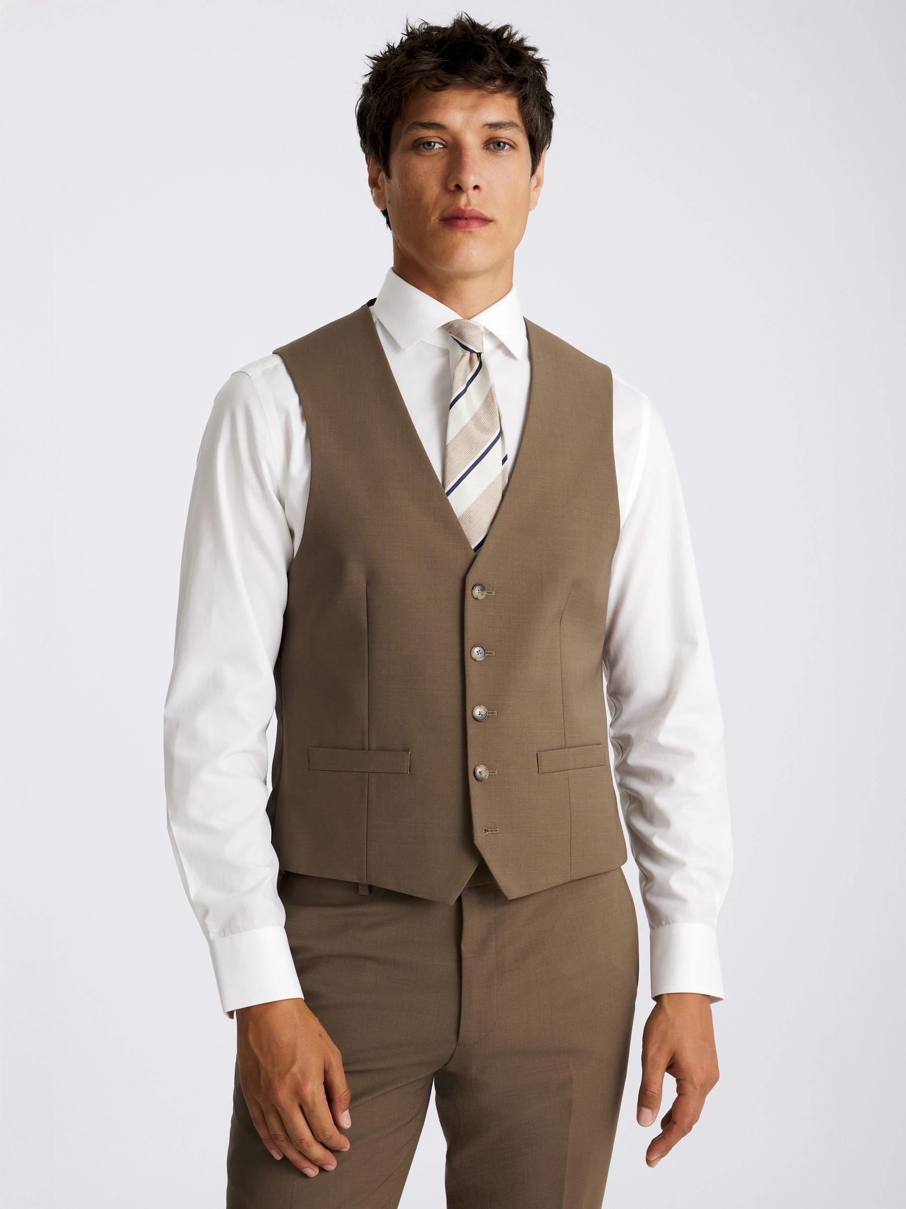 Donker camel - DKNY Slim Fit Performance Waistcoat