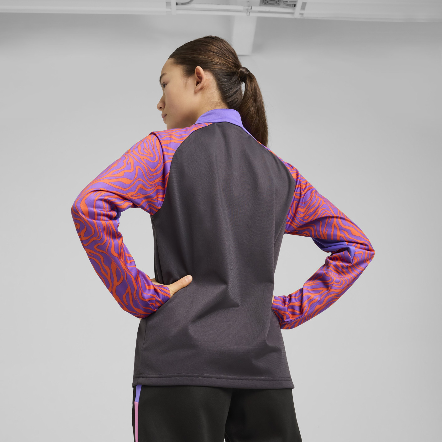 PUMA Neymar Jr. Creativity Trainingstrui 1/4-Zip Kids Donkergrijs Paars Oranje