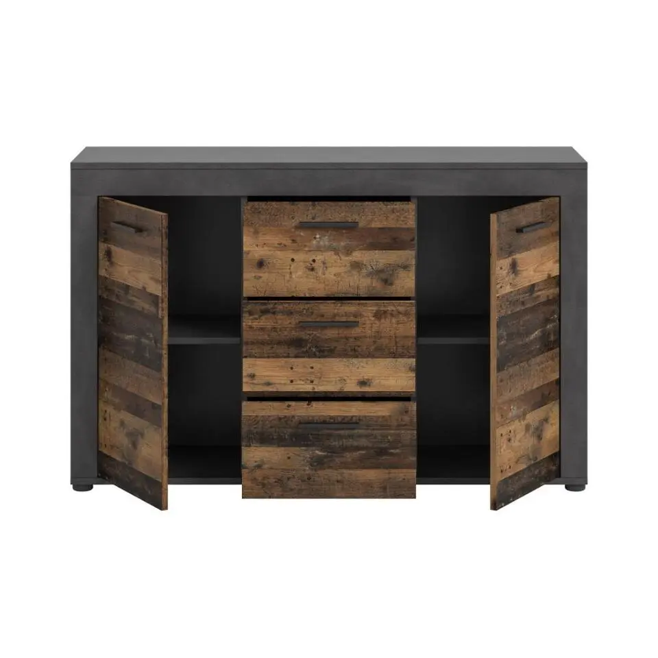 Hioshop Jam dressoir 2 deuren- 3 lades eiken decor