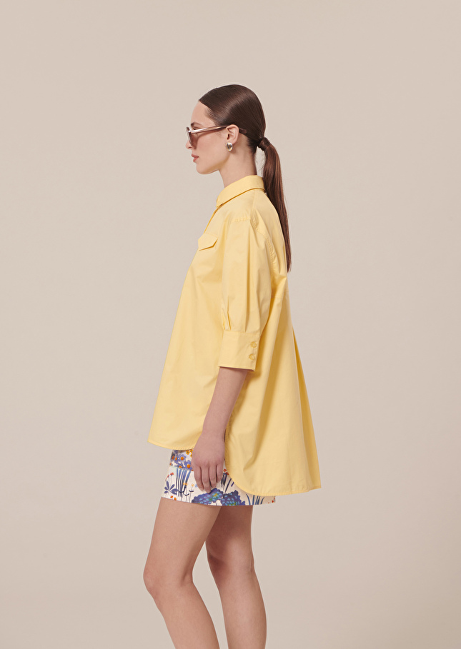 Top Tallulahjaune en popeline