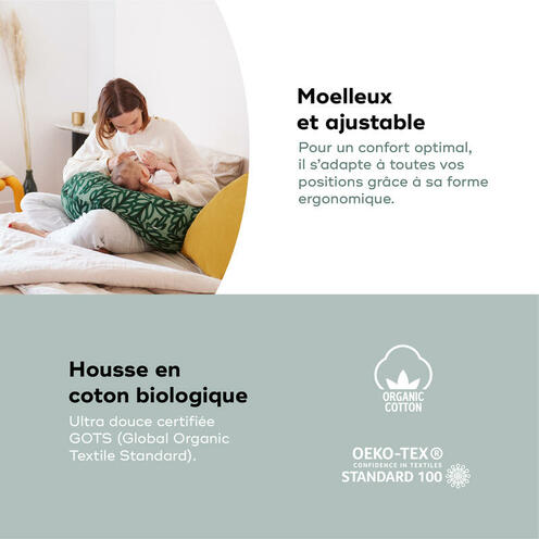 Coussin de grossesse B.LOVE Vegetal Vert - BABYMOOV