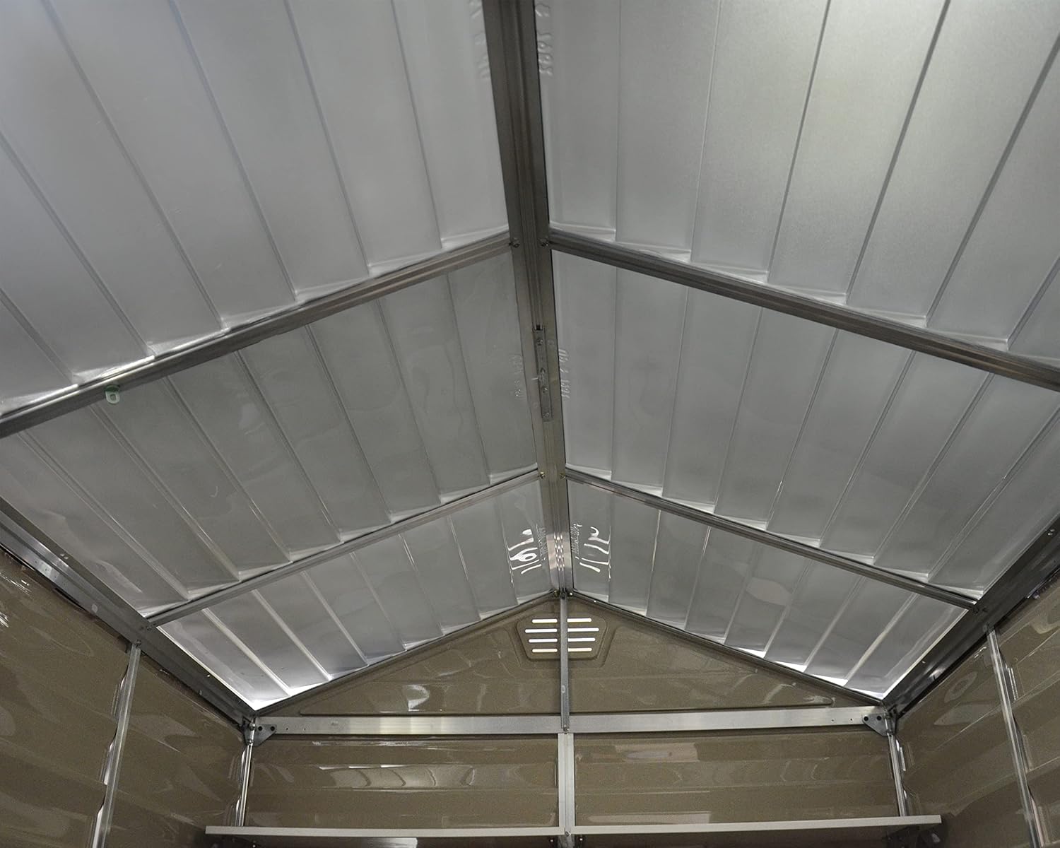 Canopia by Palram Gerätehaus Skylight 4x6 Geräteschuppen Metall 176x120x203 cm TAN Polycarbonatplatten rostbeständig UV-Schutz