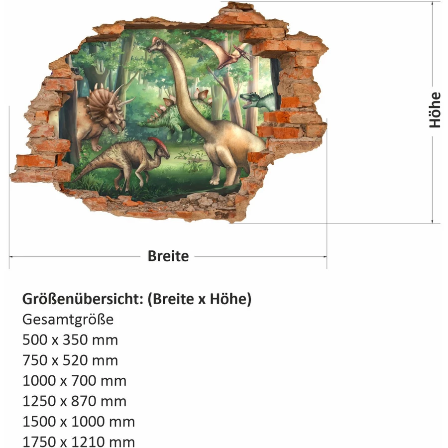 Nikima Wandtattoo 222 Wandtattoo Dinowelt - Loch in der Wand bunt