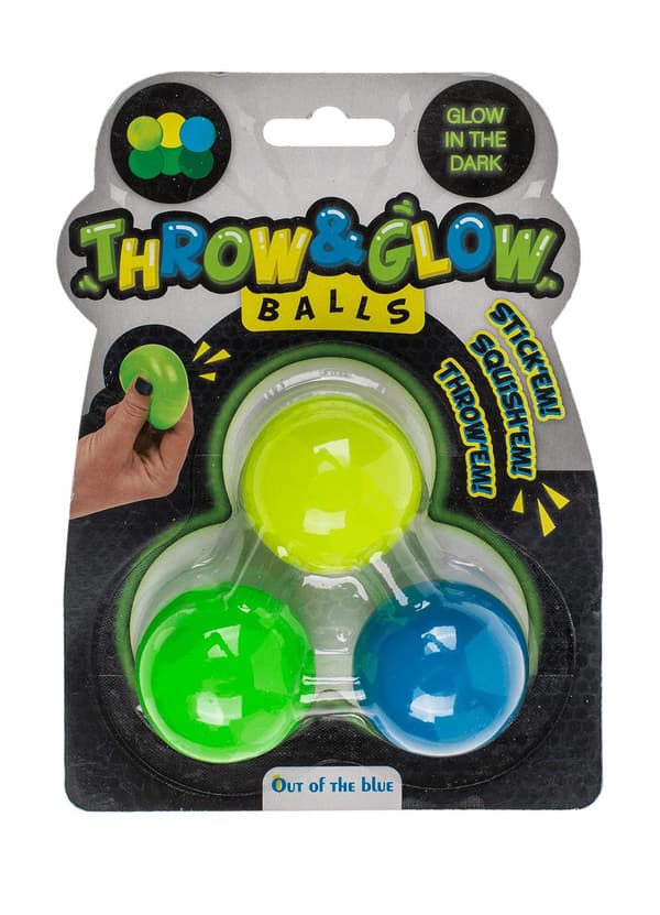 3-Pak - Selvlysende Klemballer / Stressballer - 4 cm